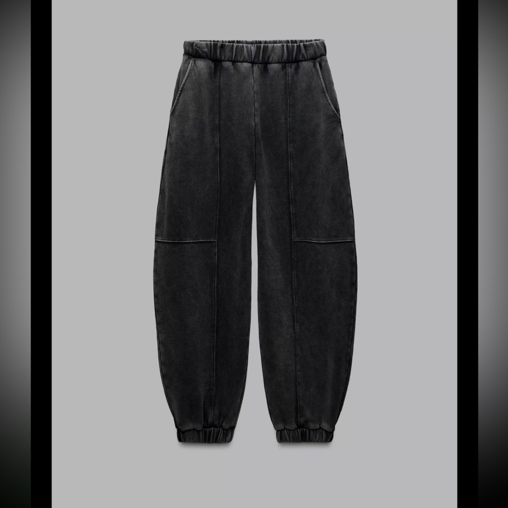 Zara - PLUSH WASHED EFFECT PANTS - Medium